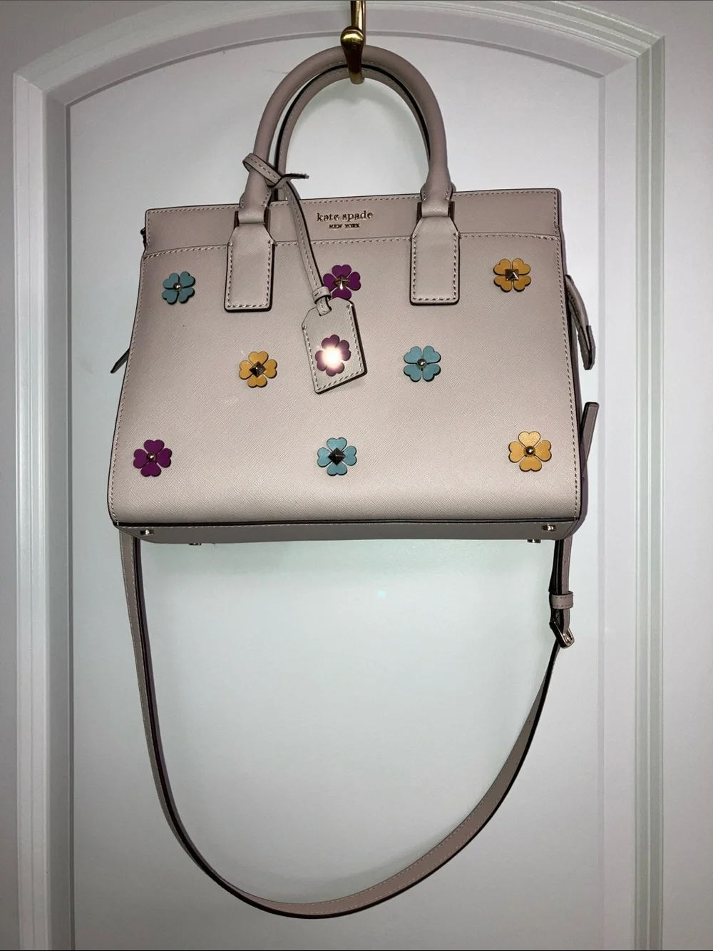 New Kate Spade Bag Purse Mauve Flower Charm